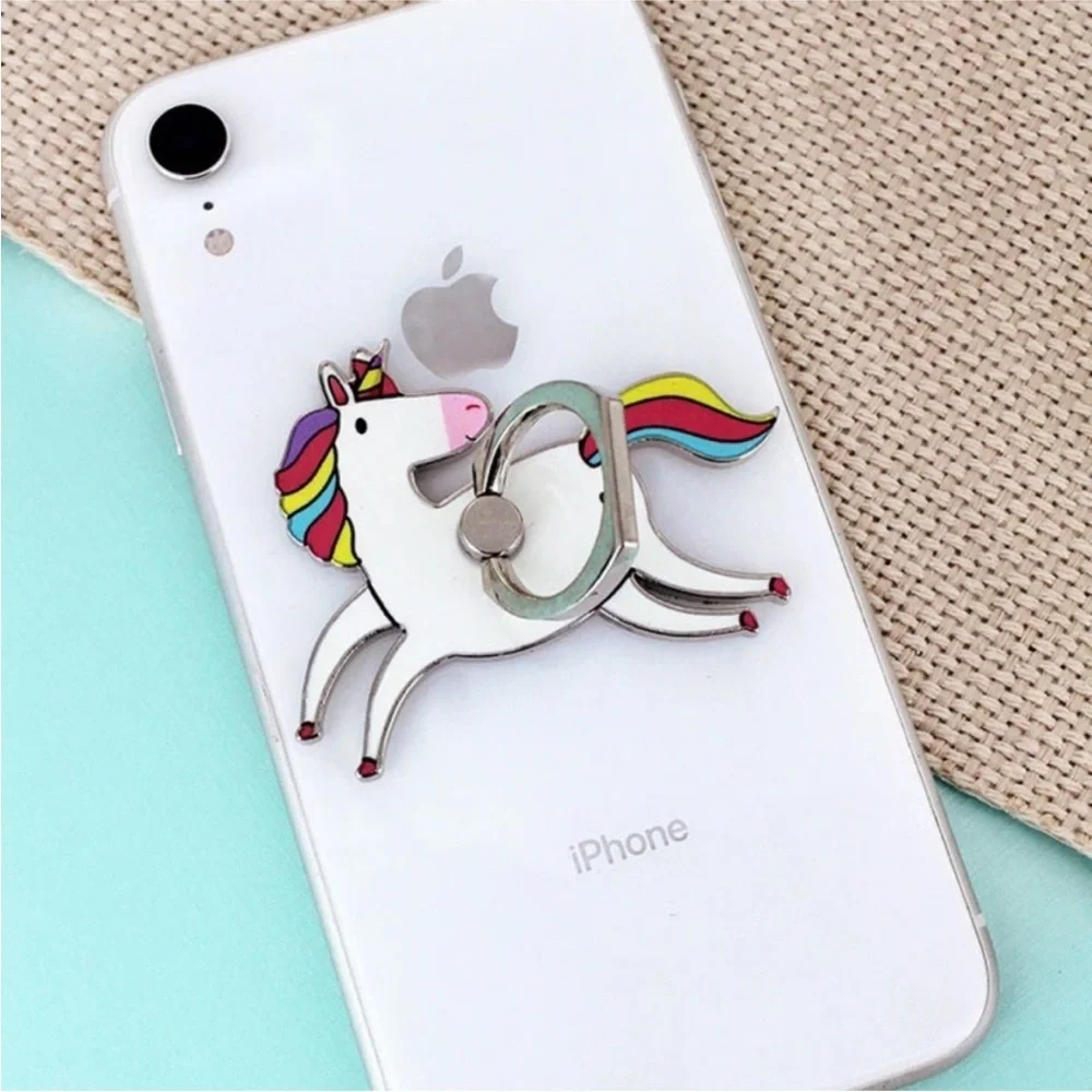 Unicorn Phone Ring Grip & Stand | Rainbow Silver Tone